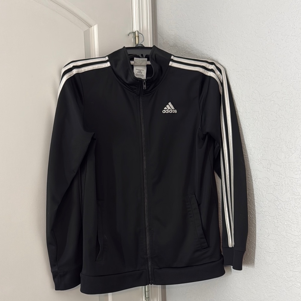 Adidas Black Track Jacket with White Stripes